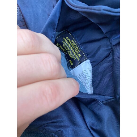 Vintage Alpha Industries Jacket Mens X-Small Navy MA-1 Bomber Reversible USA - Picture 5 of 7